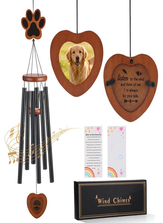 Alphatool Dog Memorial Wind Chimes Gifts with Photo Frame - 32in Sympathy Gift for Loss of Dog, Pet Memorial Gifts for Dogs Passing Away Bereavement - Image 1